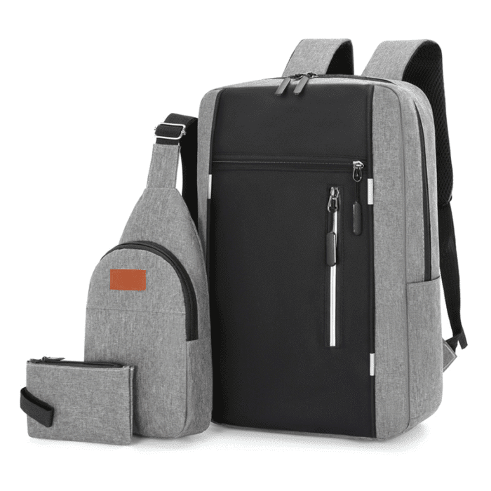 3piece Combo Backpack-(Ash & Black)
