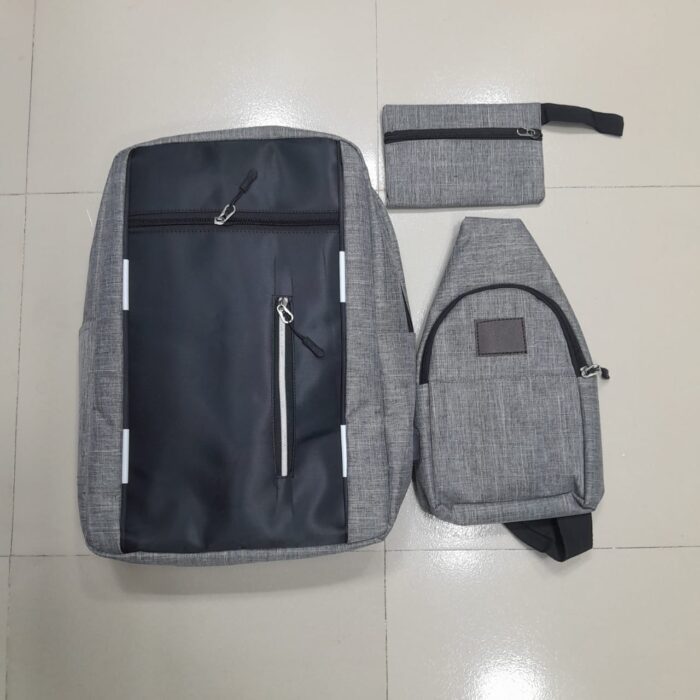 3piece Combo Backpack-(Ash & Black) - Image 3